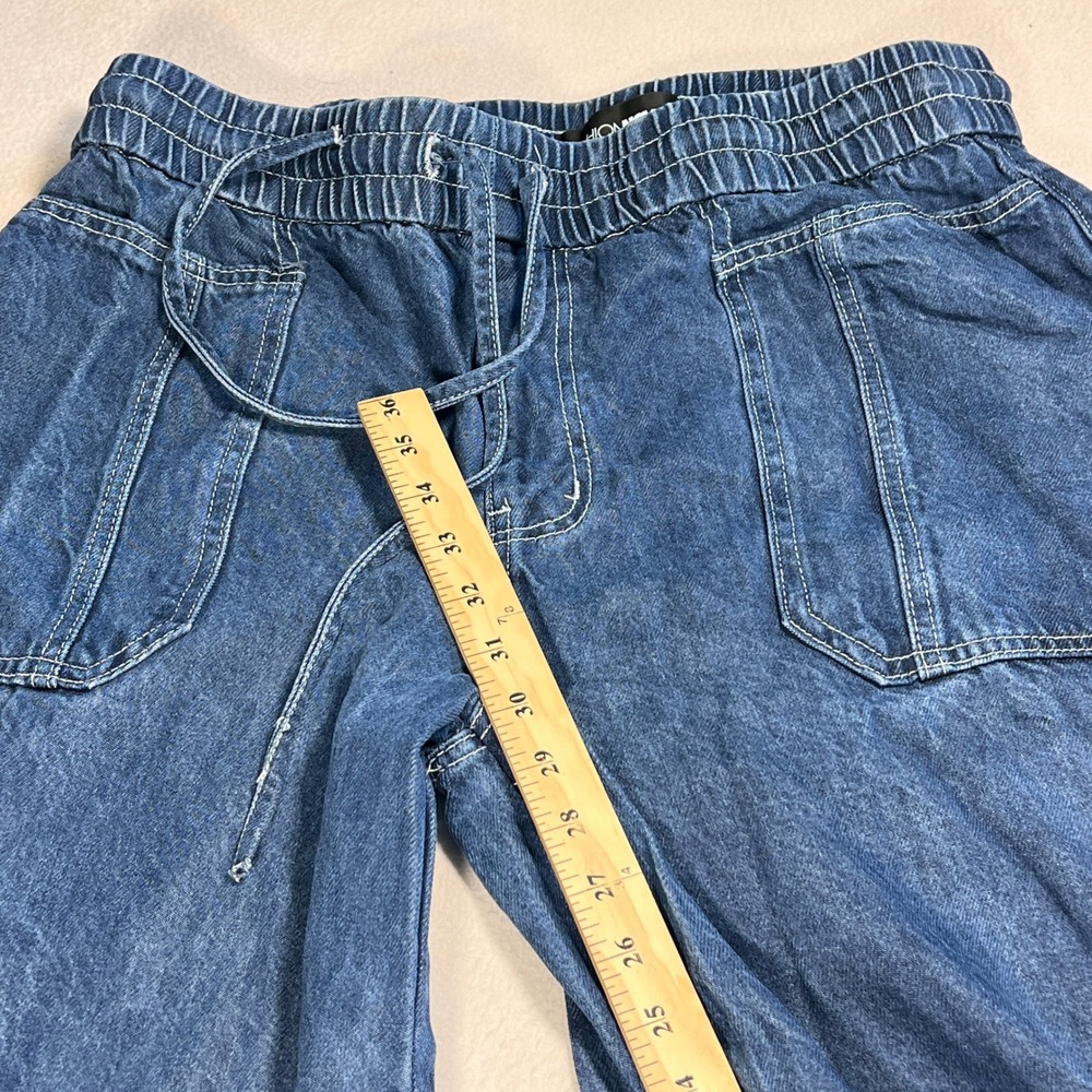 Fashion Nova Extra Flared Wide Leg Pants Women XL Blue Lyocell Denim Drawstring - Picture 8 of 11